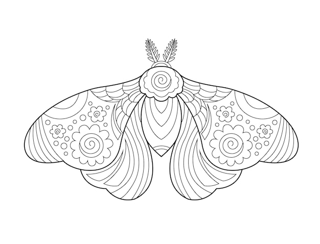 Butterfly coloring page Black and white line art Coloring book for adults