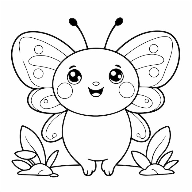 Vector butterfly coloring page drawing for children