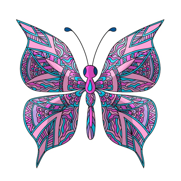 Butterfly Coloring page in zentangle style