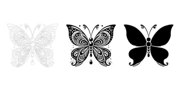 Vector butterfly coloring pages easy butterfly vectors hand drawn butterfly black outline butterfly tat