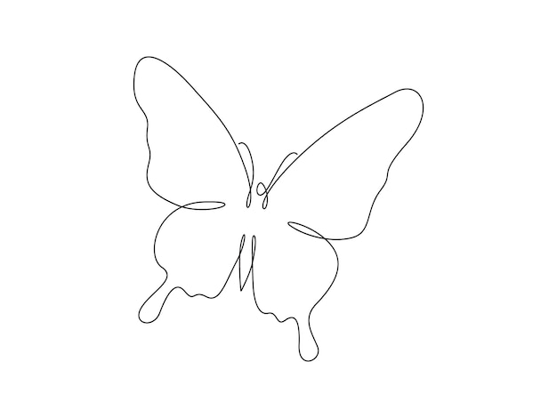 Butterfly continuous one line drawing vector illustration premium vector