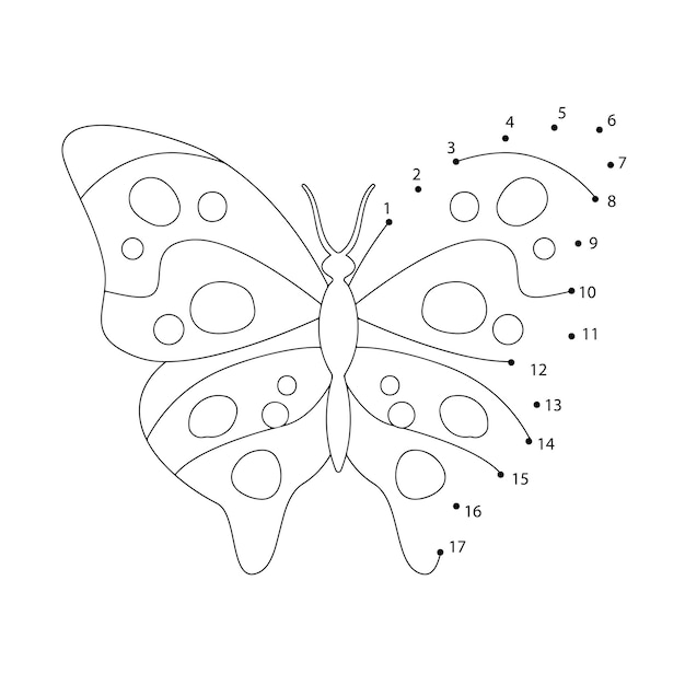 Vector butterfly dot to dot for kids