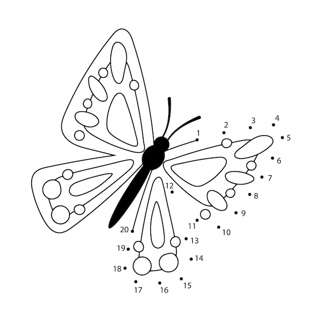 Butterfly dot to dot for kids