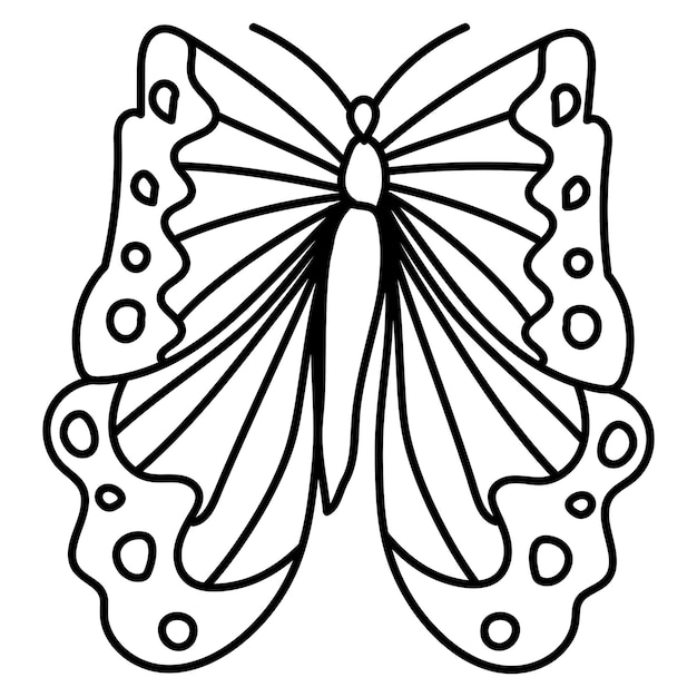 Vector butterfly fantasy outline doodle coloring page for toddlers insect world