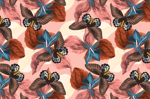 Farfalla floreale astratto sfondo vettoriale con spazio di progettazione, remix di the naturalist's miscellany di george shaw