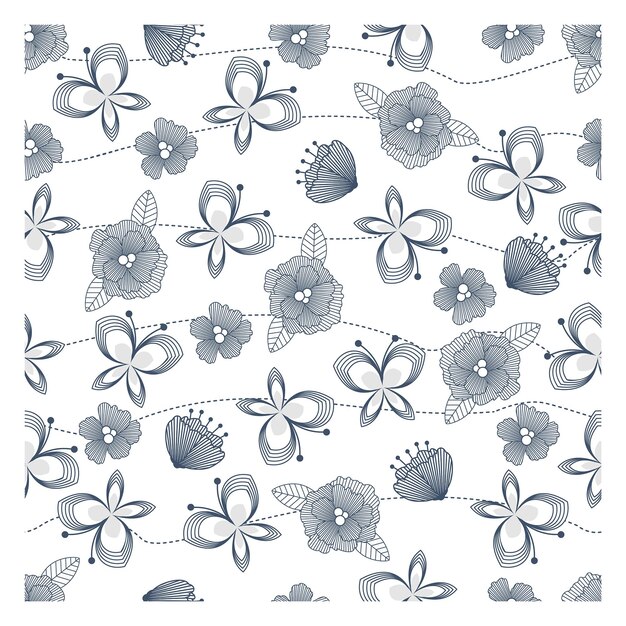 Butterfly and flower seamless pattern