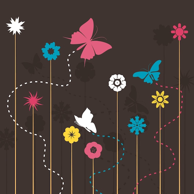 Vector butterfly and a flower3