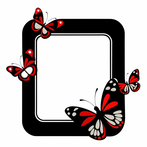 Vector butterfly frame hand drawn flat stylish cartoon sticker icon concept isolated illustration