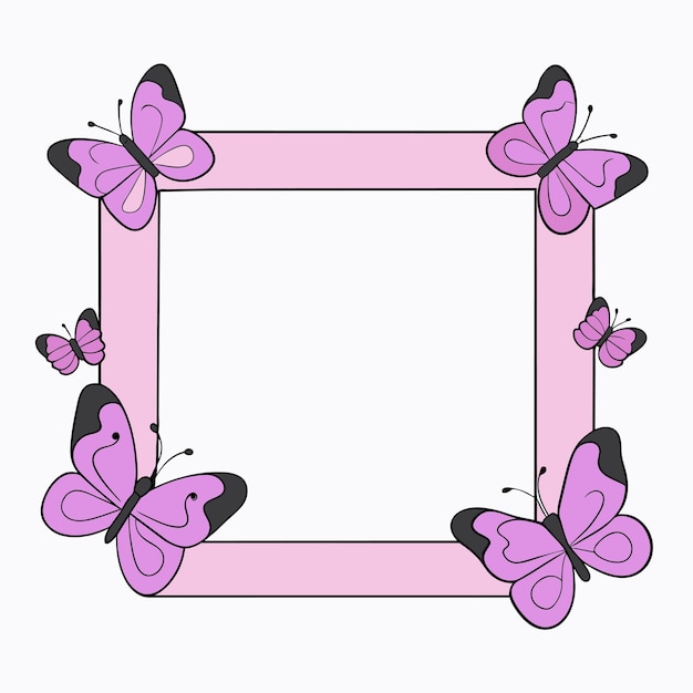 Vettore frame a farfalla disegnato a mano piatto elegante adesivo a cartone animato icona concetto illustrazione isolata