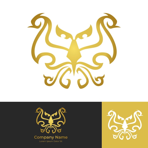 Butterfly golden luxury logo