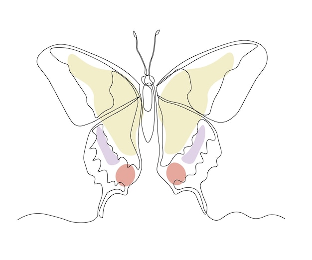 나비 손으로 그린 monoline 한 라인 아트 로고