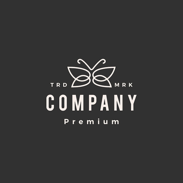 Butterfly hipster vintage logo template