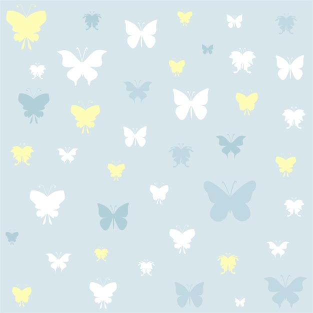 Иконки бабочек на синем фоне