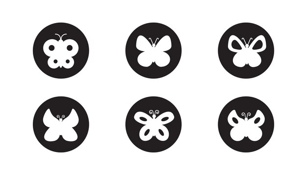 Иконки бабочек на белом фоне