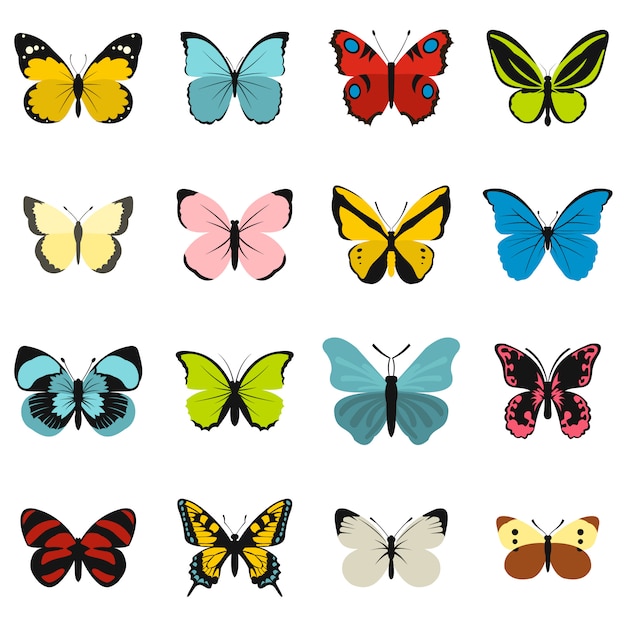 Butterfly icons set