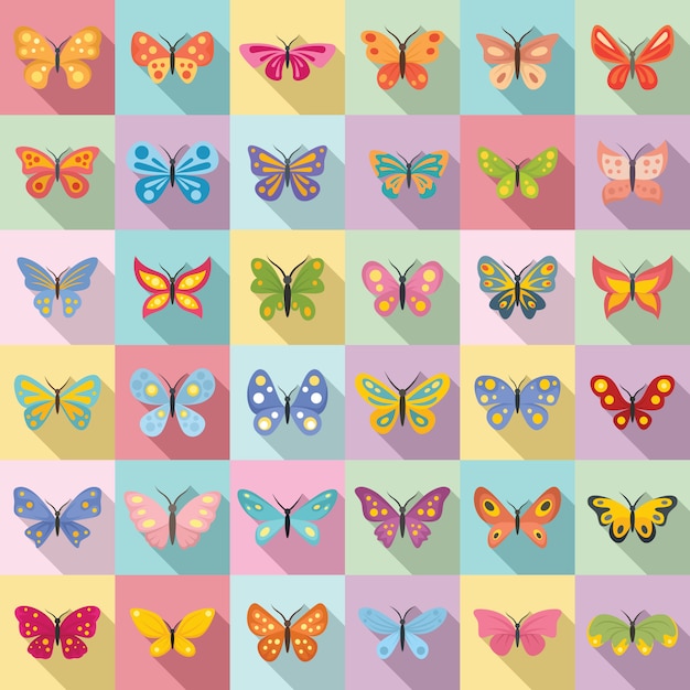 Butterfly icons set