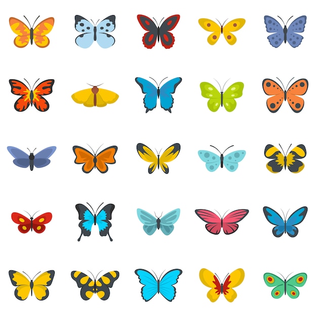 Butterfly icons set