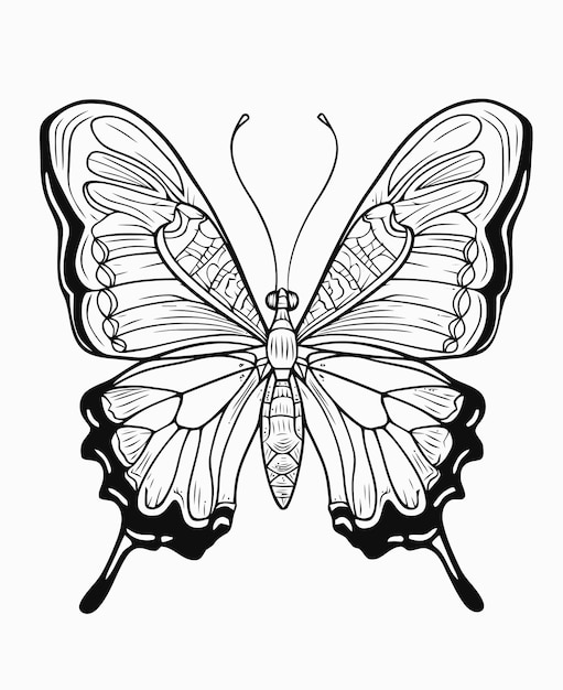 Vector butterfly illustratie butterfly kleurboek