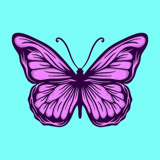 Butterfly Illustration hand drawn sketch colorful for tattoo, stickers, etc