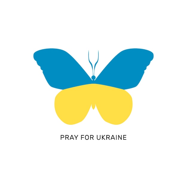 Бабочка в цветах украинского флага, плакат, плакат, символ, молитесь за украину, концепция