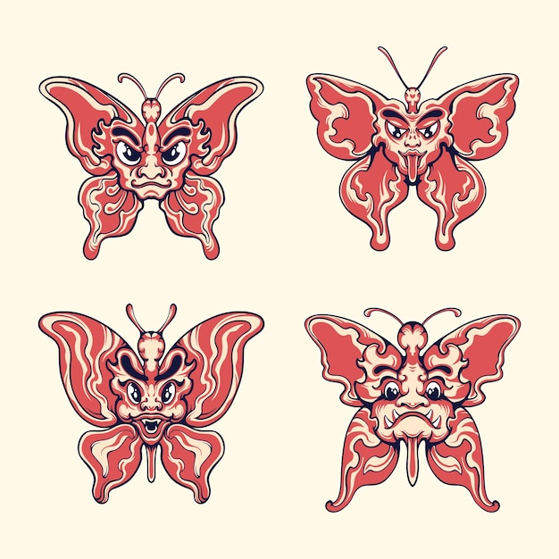 butterfly japanese mask vector