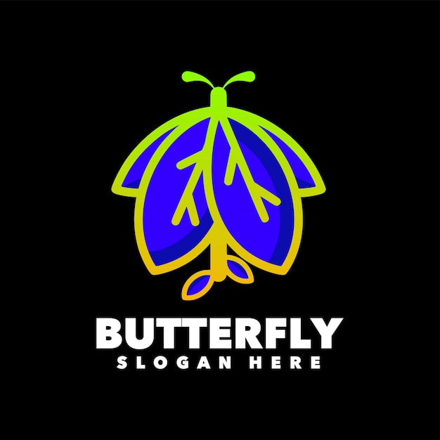 蝶の葉のラインアートのロゴ