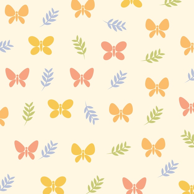 Premium Vector | Butterfly and leaves seamless pattern premium vector ...