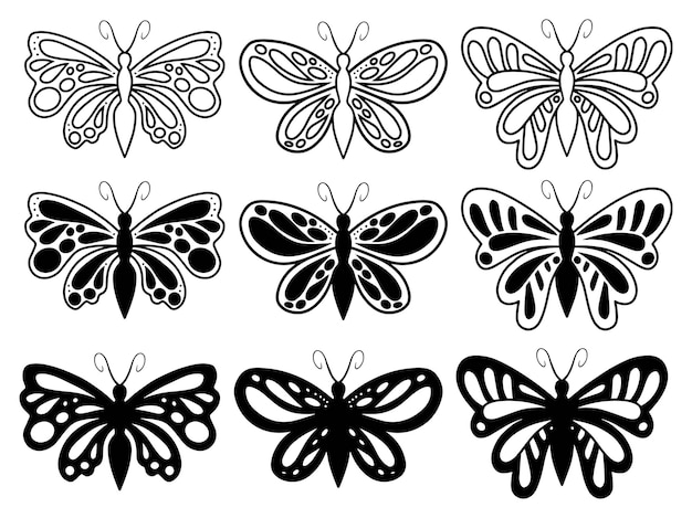 Butterfly line art doodle illustration