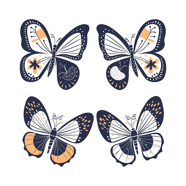 Butterfly line art illustratie vector set