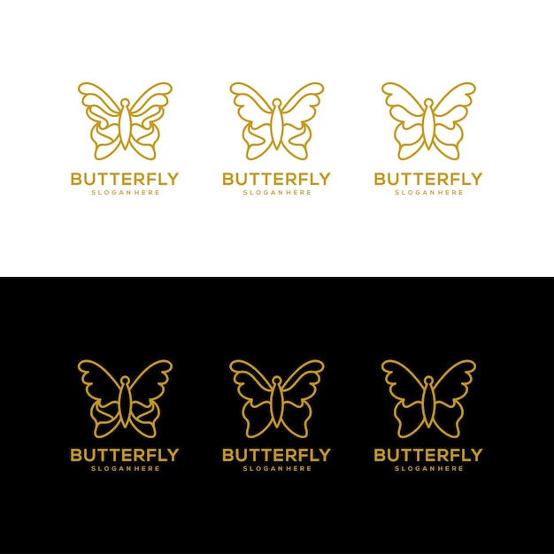 Vector butterfly line art logo design