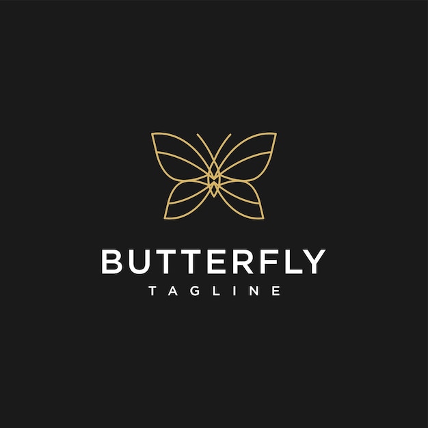 Vector butterfly line art logo icon design template