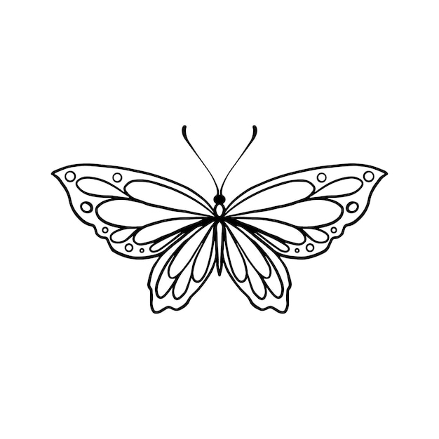 Икона татуировки с линией бабочки Простая минимальная линия бабочки логотип Бабочка черно-белый