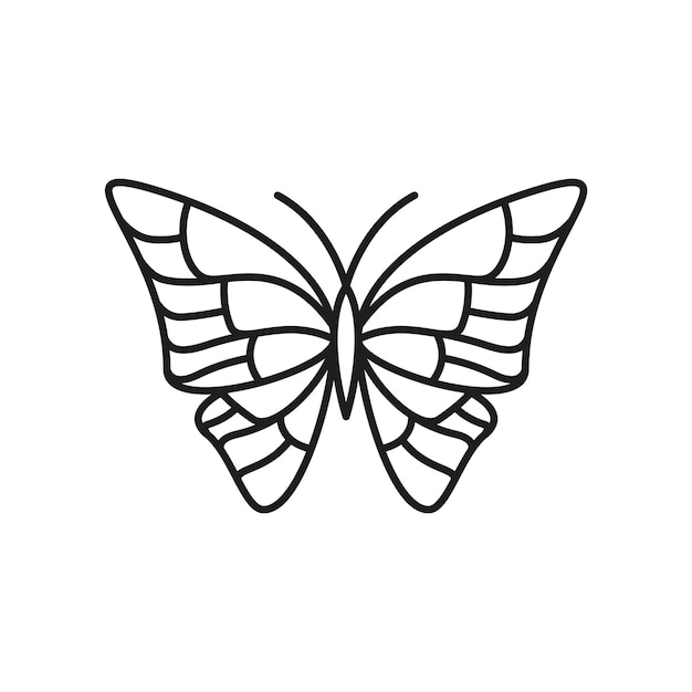 butterfly line icon tattoo decoration outline art