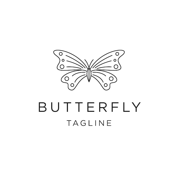 Шаблон логотипа линии бабочки плоский вектор