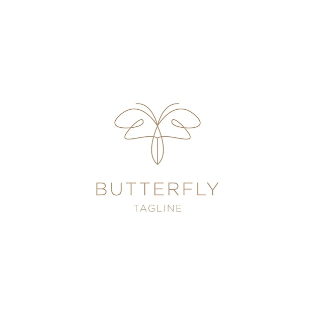 Butterfly line logo design template