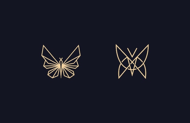 butterfly line luxury logo design vector template