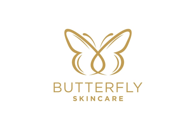 Butterfly logo beauty luxury elegant with simple line art monoline outline style