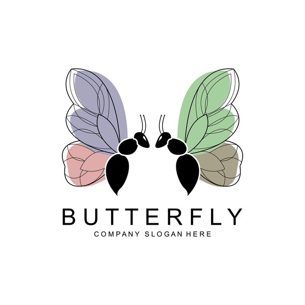 Butterfly Logo Design Beautiful Flying Animal Company Brand Icon Illustratie Zeefdruk Salon