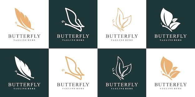 Collezione di design del logo della farfalla con un concetto moderno e creativo vettore premium