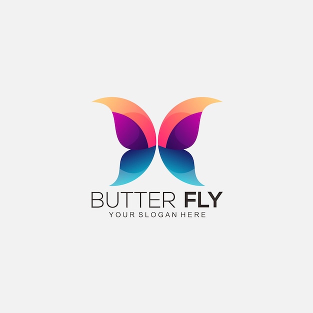 蝶のロゴ デザイン グラデーション カラー ベクトル
