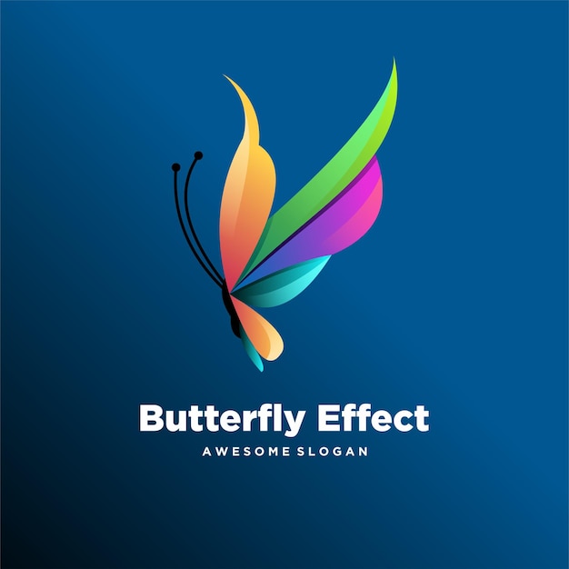 Butterfly logo design gradient colorful illustration