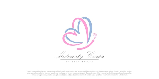 Butterfly logo design vector for maternity style with creative unique concept