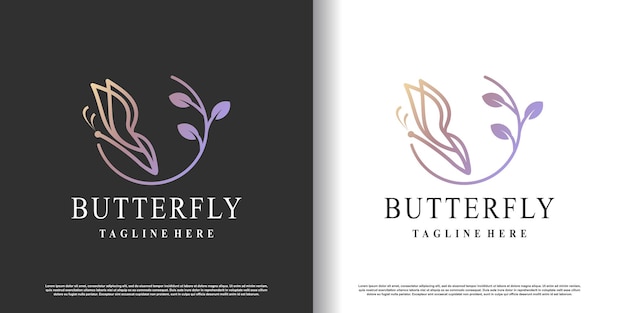 Butterfly logo design vector met creatieve en unieke stijl concept premium vector