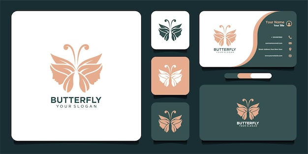 butterfly logo design with face and business card design