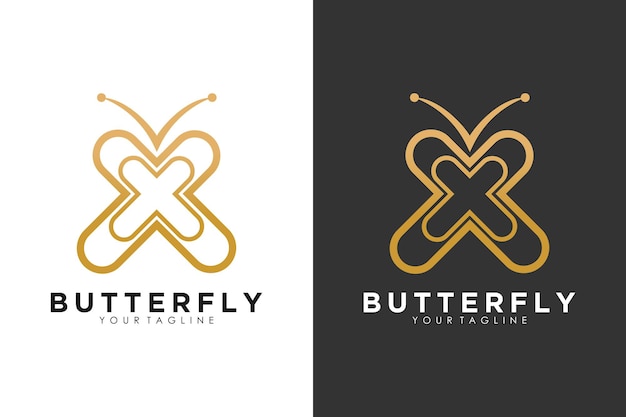 Butterfly logo design with illustration idea concept