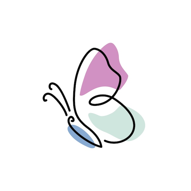Butterfly Logo Eenvoudig en elegant monoline en kleurrijk