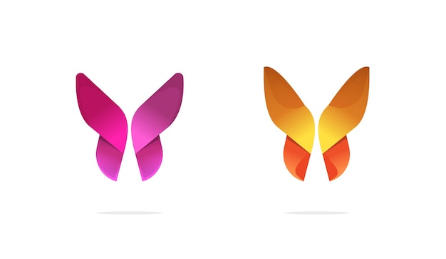 Butterfly logo golden purple pink yellow icon beauty orange spa abstract moth shape silhouette