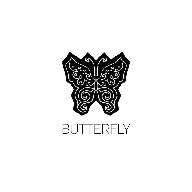 蝶のロゴのグラフィックデザインのコンセプト。編集可能な蝶の要素は、ロゴタイプ、アイコン、webおよび印刷のテンプレートとして使用できます