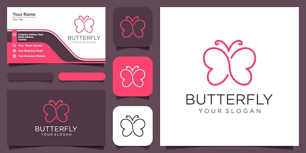 Marchio della farfalla. illustrazione di design del logo della linea di lusso.