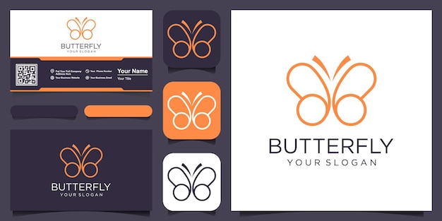 Butterfly logo luxury line logotype design illustration